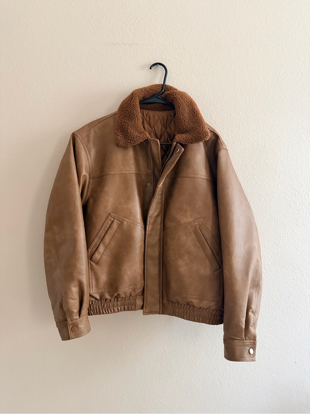 Dazy Men’s Vegan Leather Bomber Jacket
